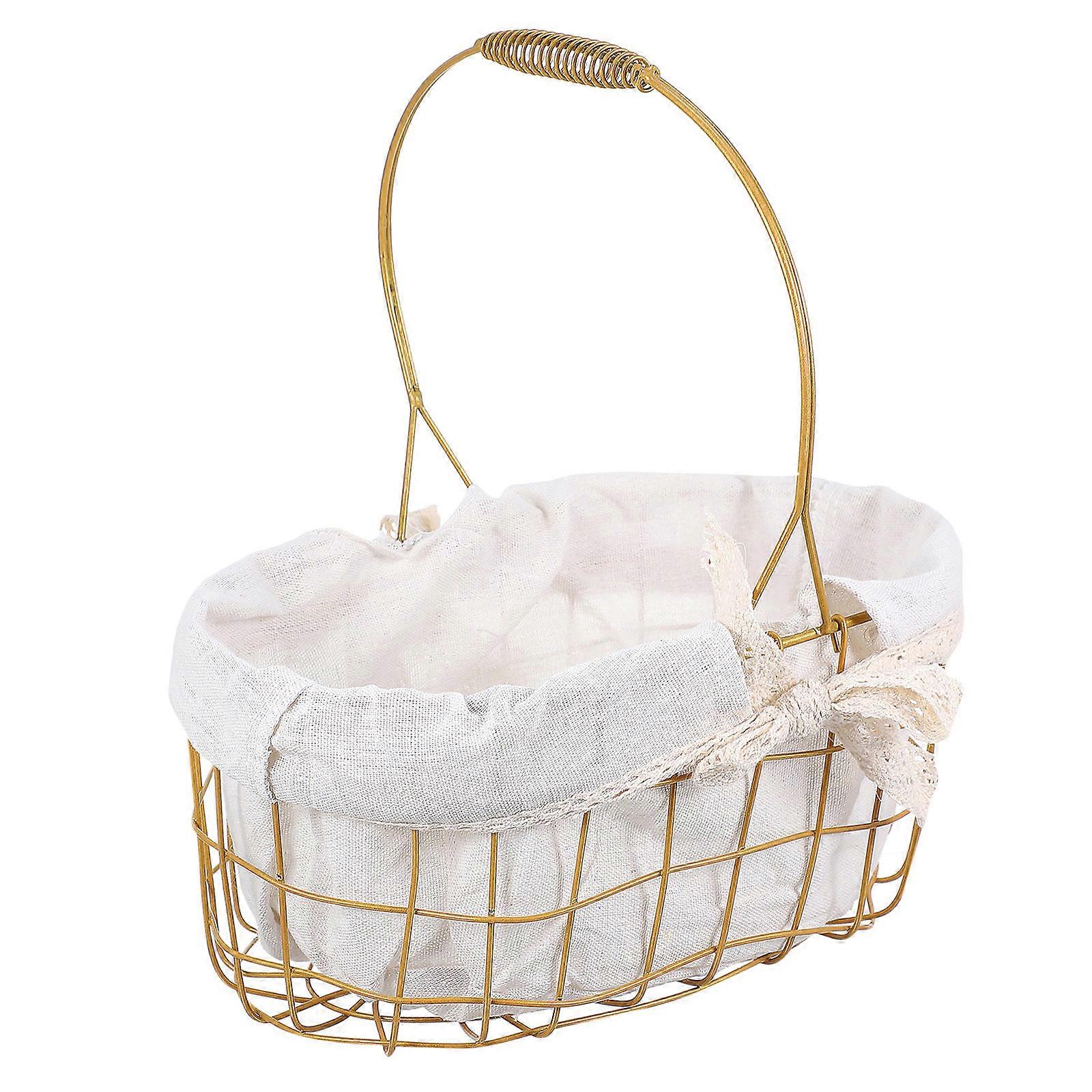 Portable Mini Flower Basket Iron Material For Picnic Use 1Set