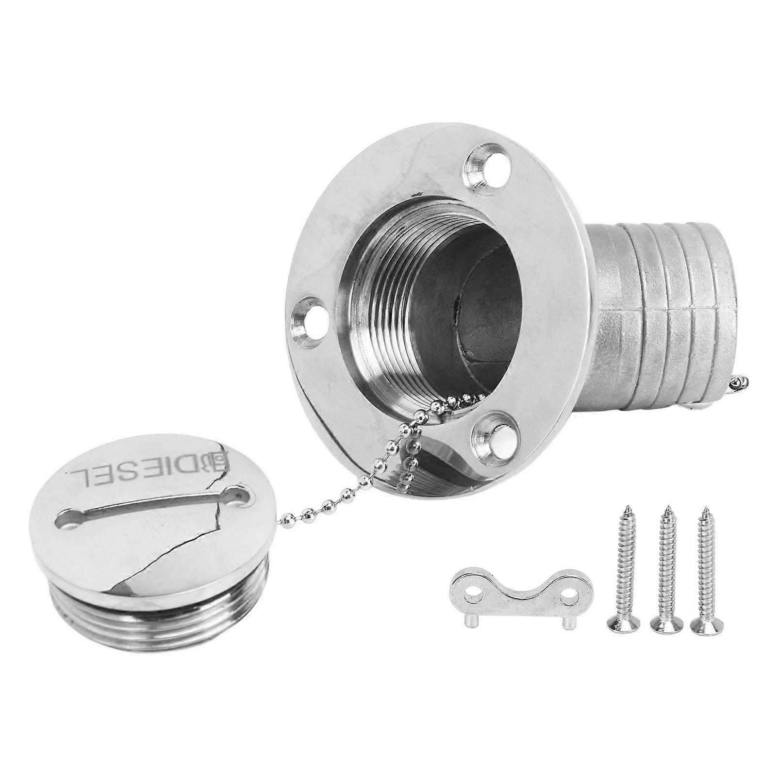 Boat Deck Filler Cap with Key Cap, Stainless Steel Marine Hardware for Yacht RV 45 Degree 1.5in 38mm Diesel