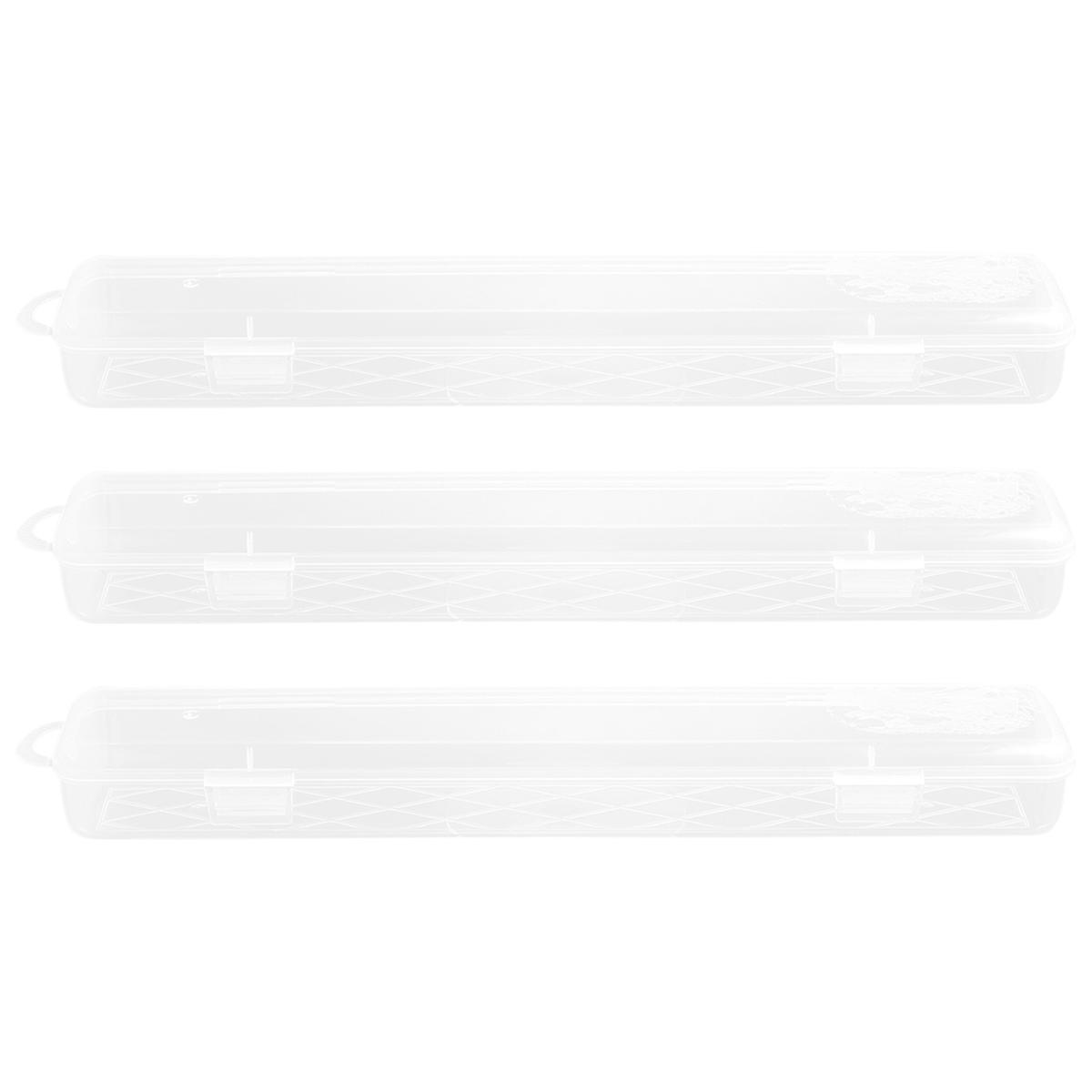 Paint Brush Carry Case Paintbrush Storage Box School Office Home Rectangular 3Pcs Transparent Organizer