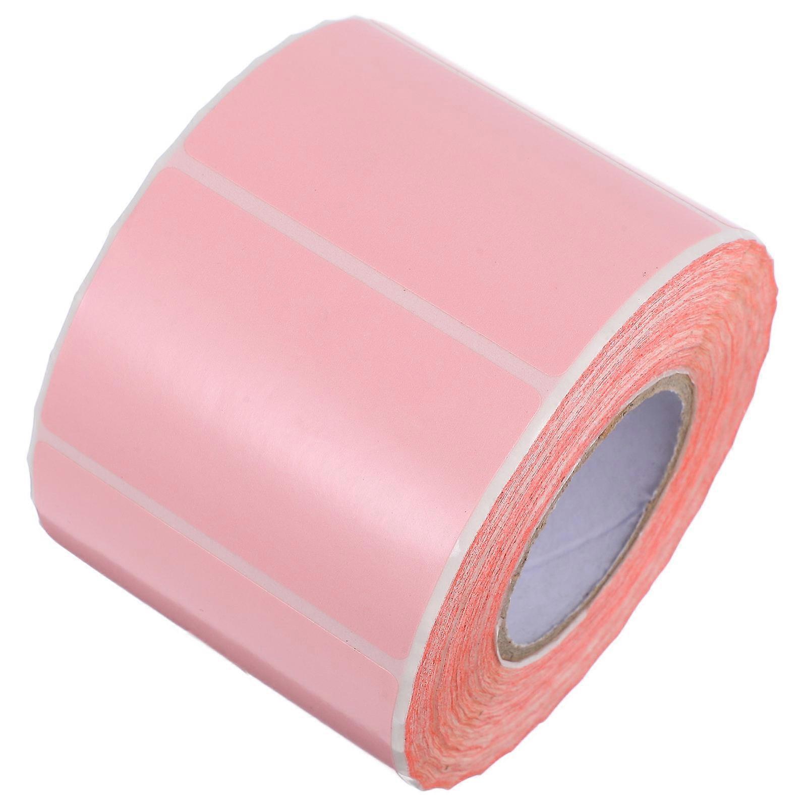 Color Label Paper Thermal Transfer Labels Self-Adhesive for Office Kitchen Milk Tea Shop Pink 60x40mm per Label Waterproof 800 Labels per Roll