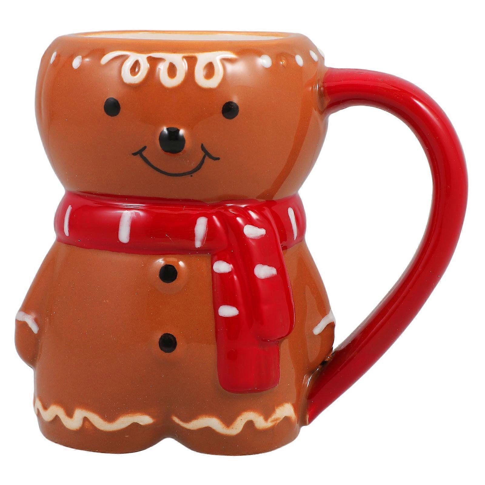 Ceramic Coffee Mugs Gingerbread Man Shape Festive Decoration 1Pcs