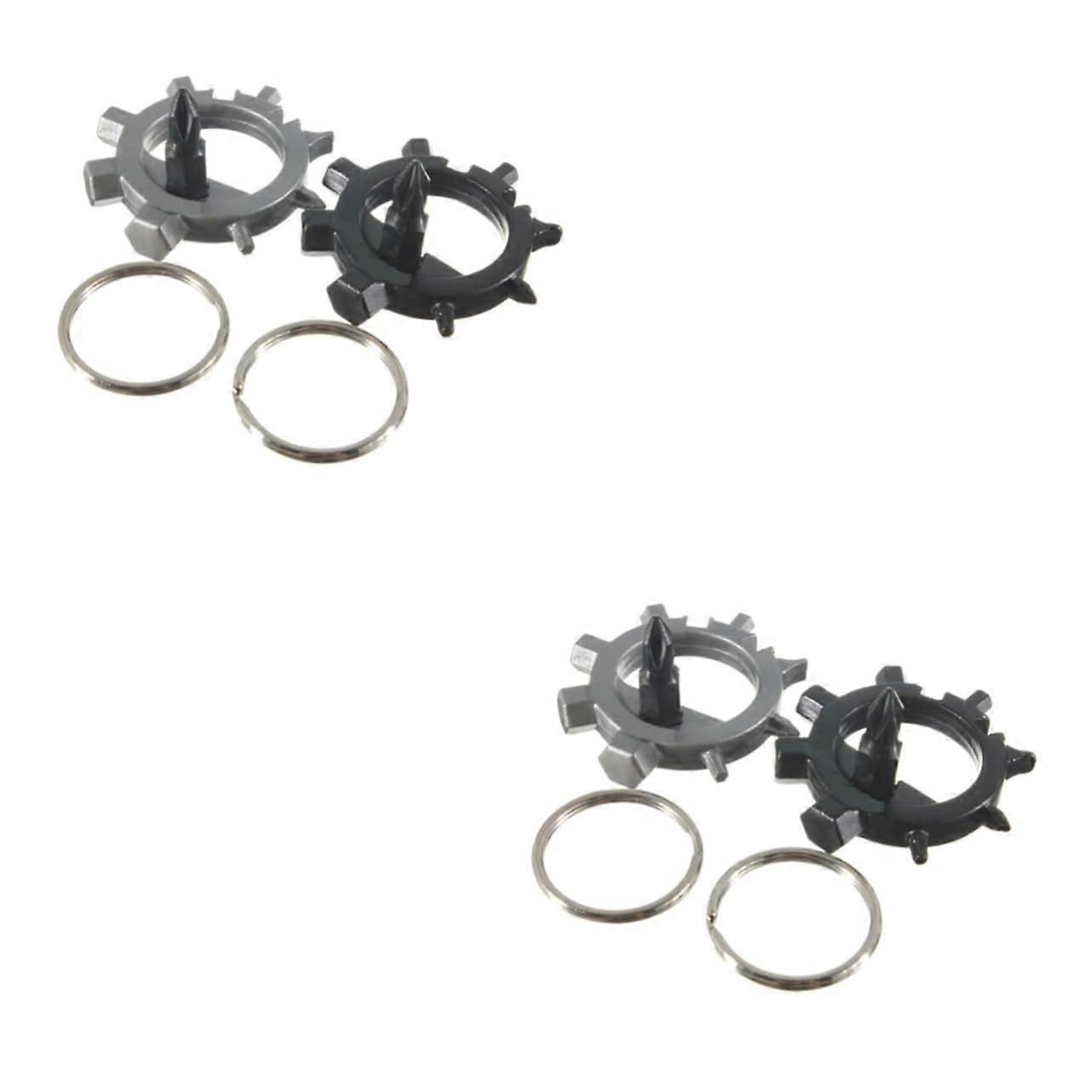 Bicycle Multitool Portable Repair Tool With Screwdriver, Blades And Bottle Opener, Silver, Compact, For Cyclists, 2-Pack