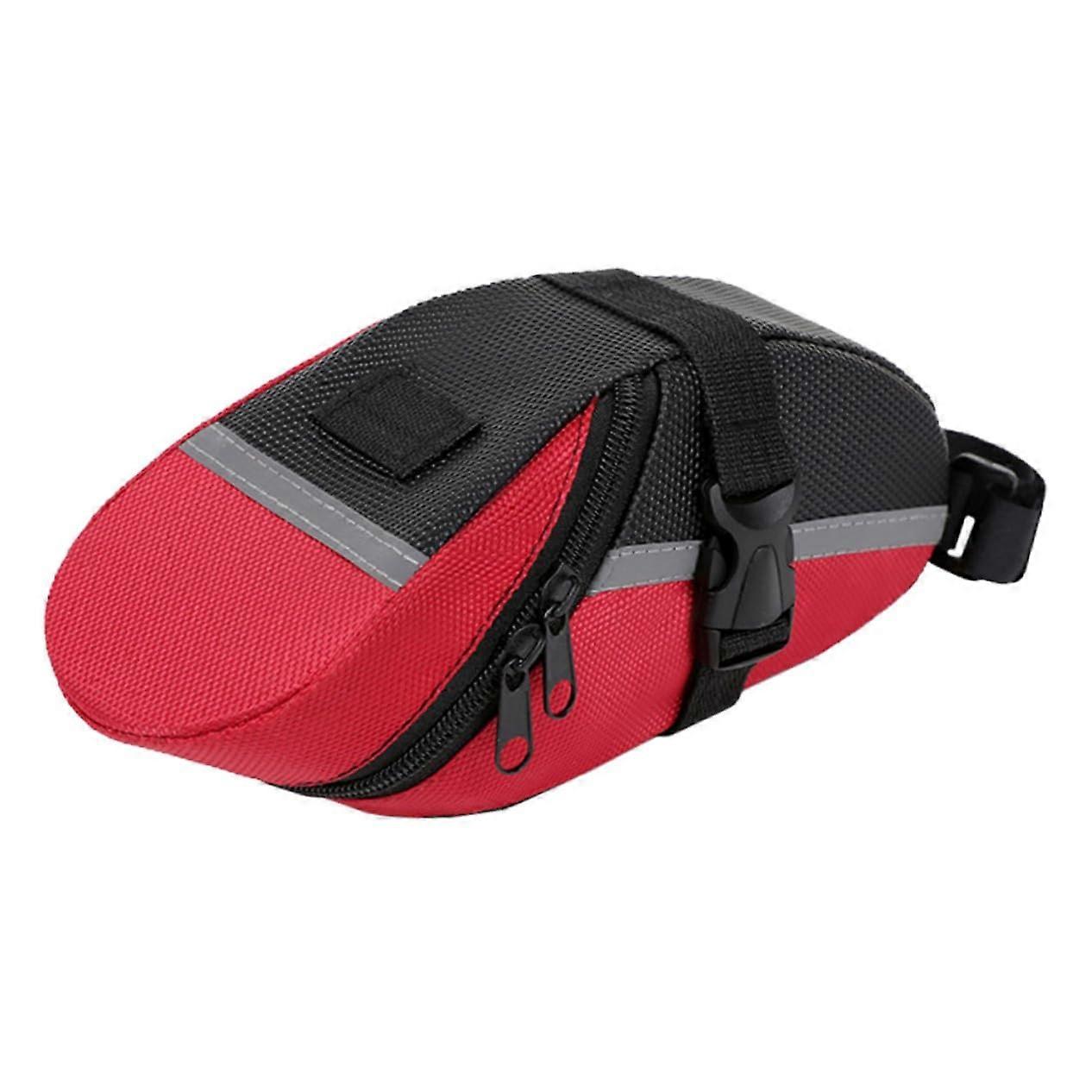 Bicycle Under Seat Storage Bag Multiple Compartments Rainproof Saddle Tail Pouch Road And Mountain Bikes Red