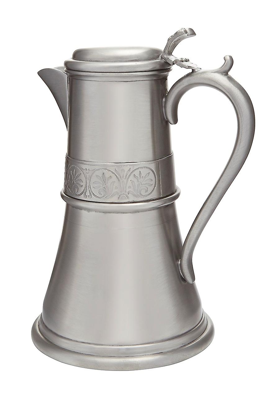 Medieval Antique Finish Pewter Flagon With Hinged Lid