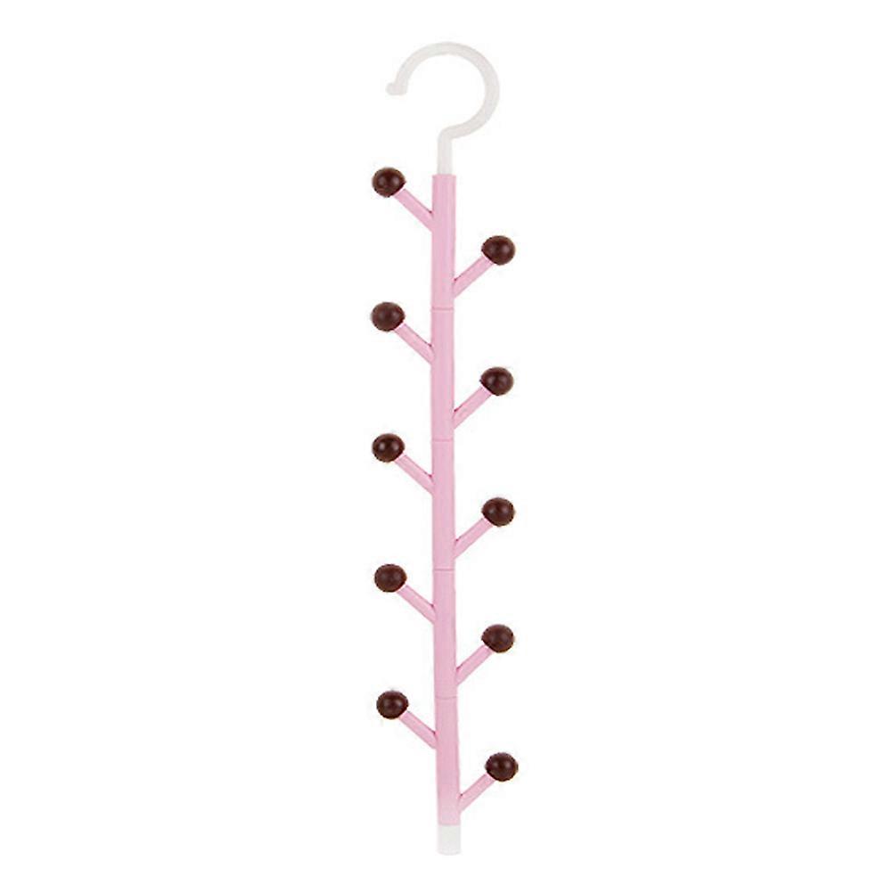 Belt Organizer For Closet Rotating Hook Scarf Hats Necktie Pink Space Saving 1Set