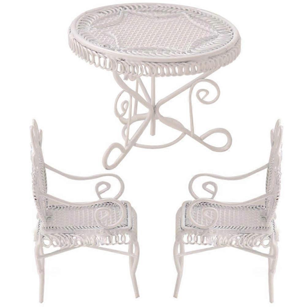Table And Chair For Dollhouse Compact Mini House Furniture White 6 4X6 4cm FriendsWhoLikeMicroLandscapeDecoration 1Set