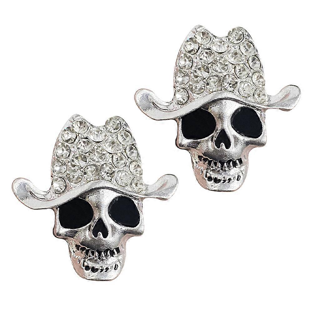 Skull Shape Car Air Freshener Clip Metal Retro Design Car Use Silver 4.4x4.4cm Air Freshener 2Pcs