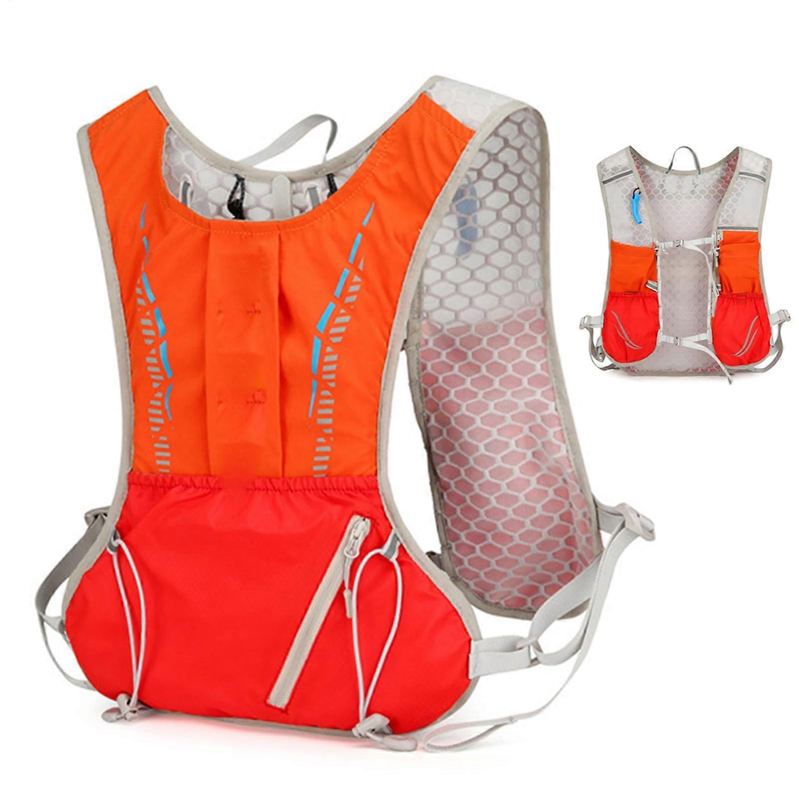 Running Backpack Reflective Hydration Backpack Lightweight Waterproof Large-Capacity For Running Camping Cycling Orange A