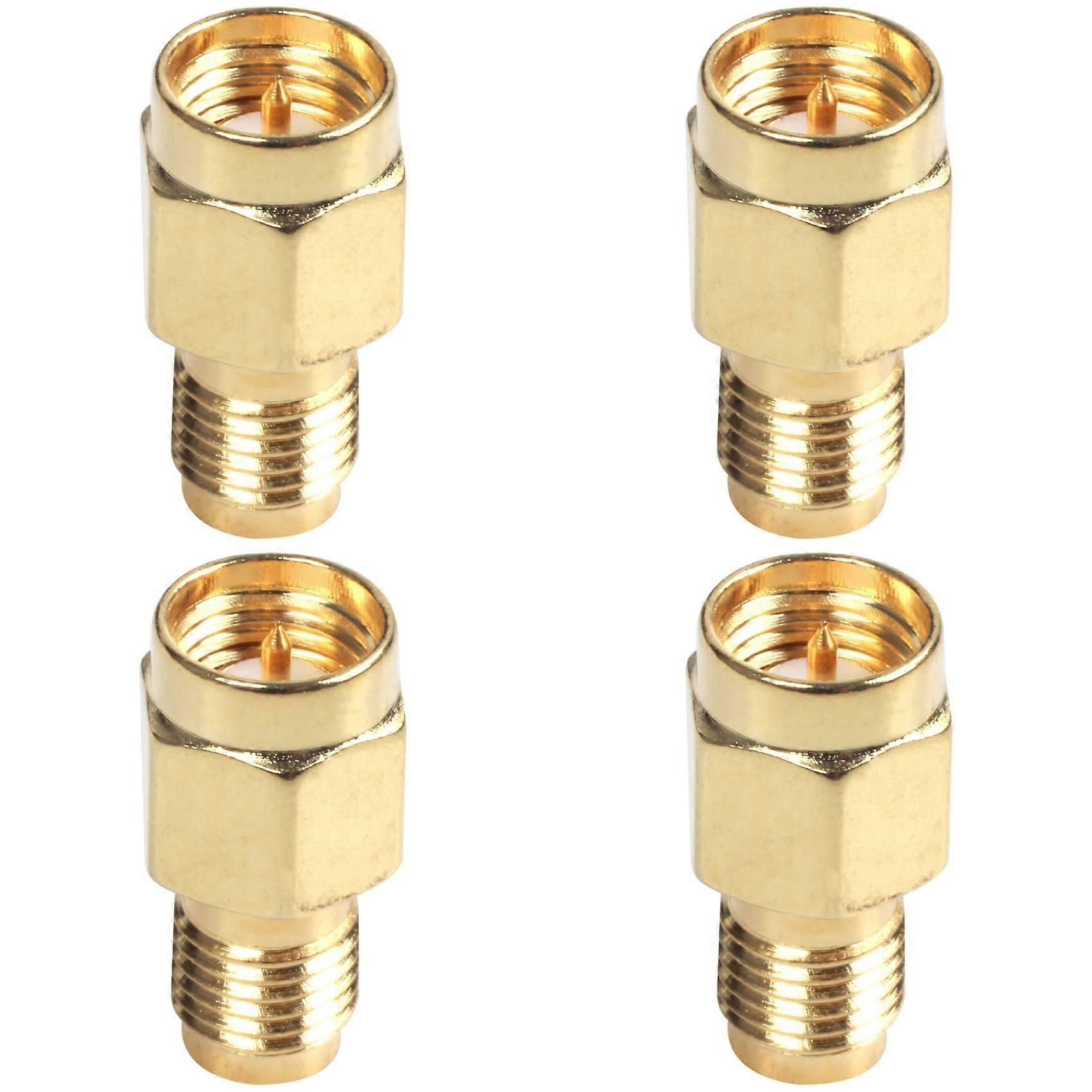 4X Heavy Duty SMA Male to RP-SMA Coaxial RF Adapter Socket, 50 Ohm, Durable Steel Construction, Compatible with WiFi Antennas