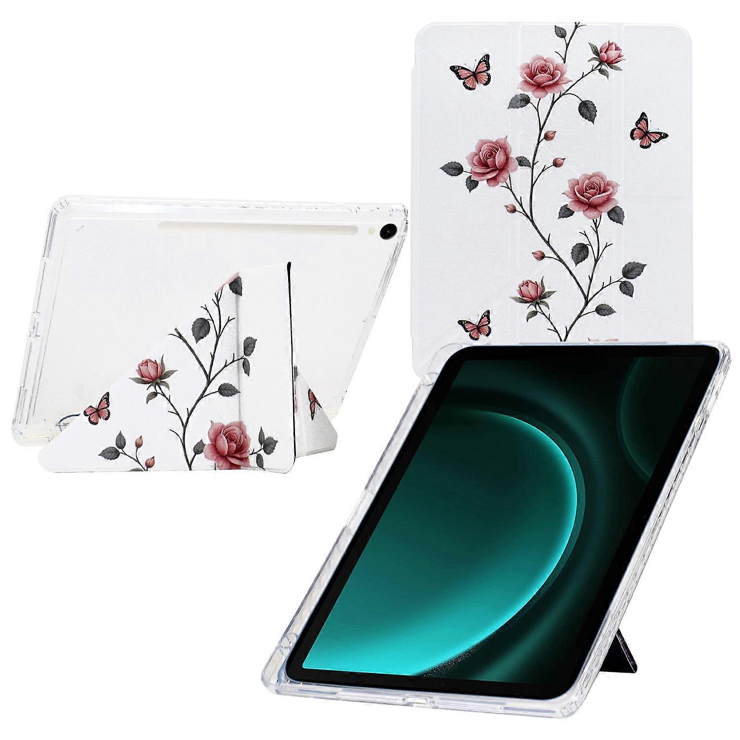 Tablet Case For Samsung Galaxy Tab S10 S10 FE S9 S9 FE , Y-Fold Stand Pattern Print Leather Clear Ac