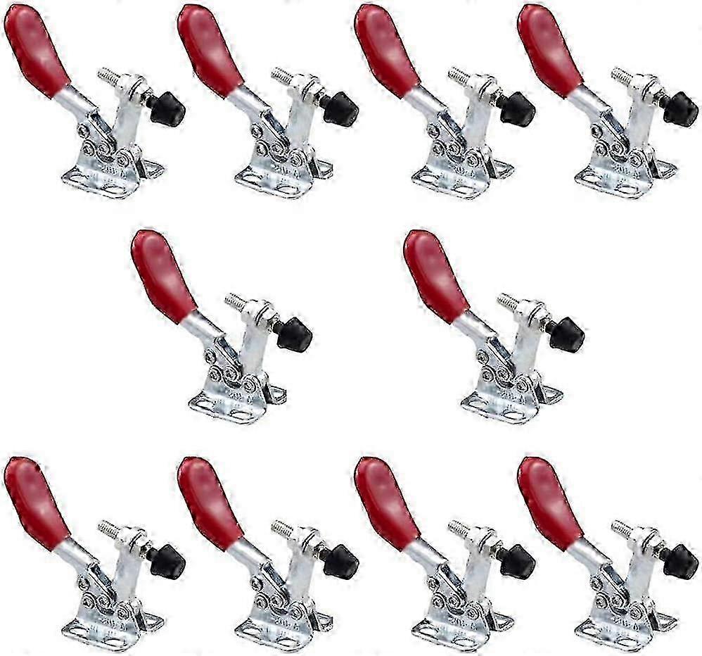 Horizontal Metal Toggle Clamp Quick Hand Tool Non-Slip Holding Force Tension Lever with Red Handle (10 Pcs 30Kg)