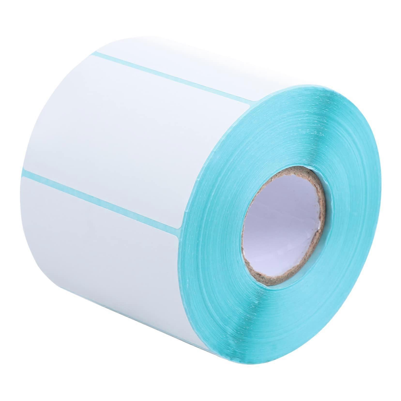 Barcode Paper Rolls for Price Tags and Labels, White Printable Self-Adhesive Label Paper, Rectangular Office Badges