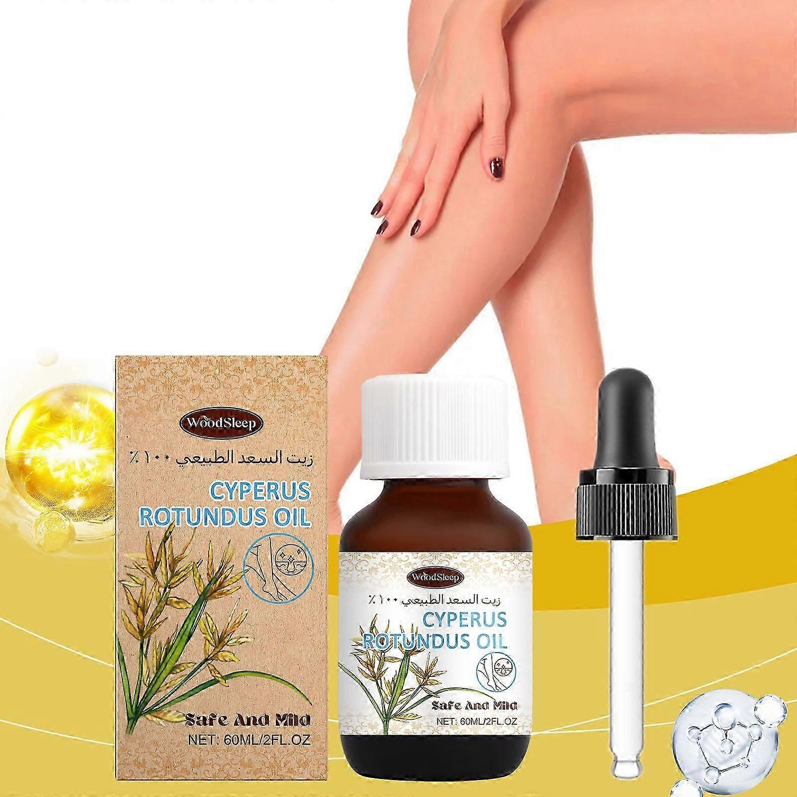 שמן Cyperus Rotundus להפחתת צמיחת שיער הגוף, הסרת שיער שמן Cyperus rotundus עם טפטפת, לחות גוף מזין לעור, 60 מ"ל
