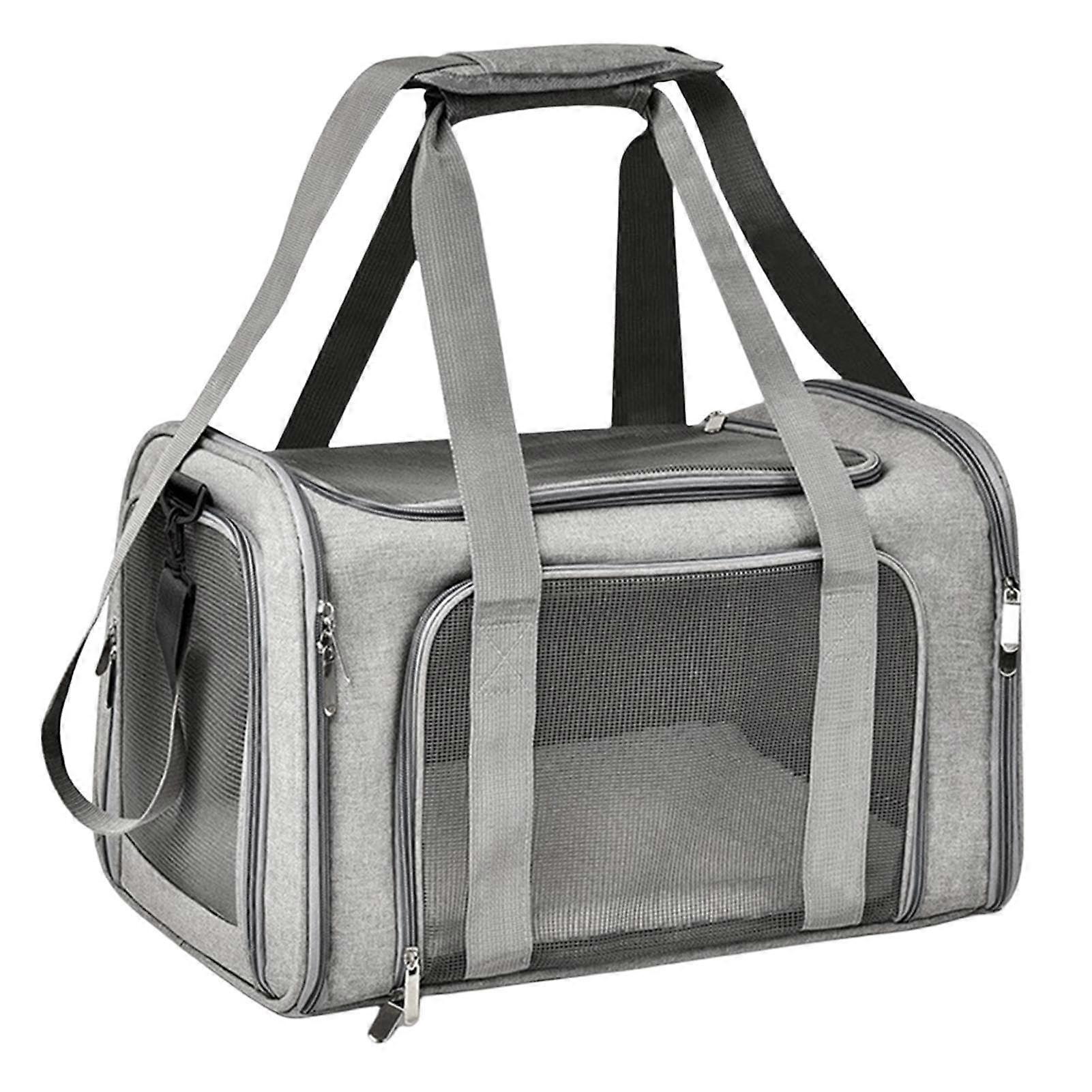 Dog Travel Kennel Foldable Hard Bag, Soft Cat Carrier, Large Expandable Backpack, Safe Pet Travel Crate gray
