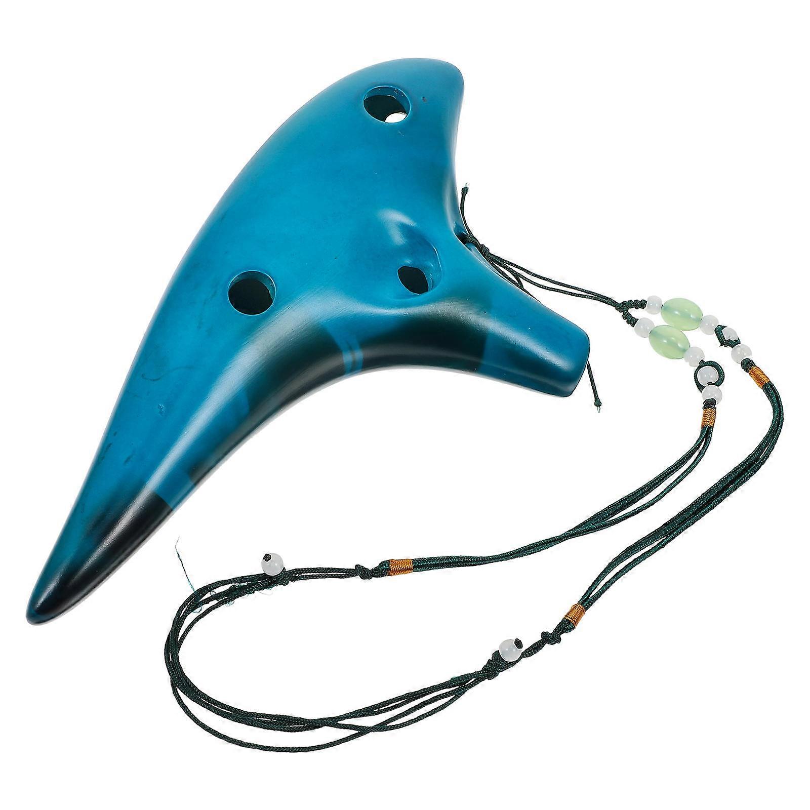 1 Set Durable 12 Hole Alto C Ocarina Beginner Ethnic Instrument Blue