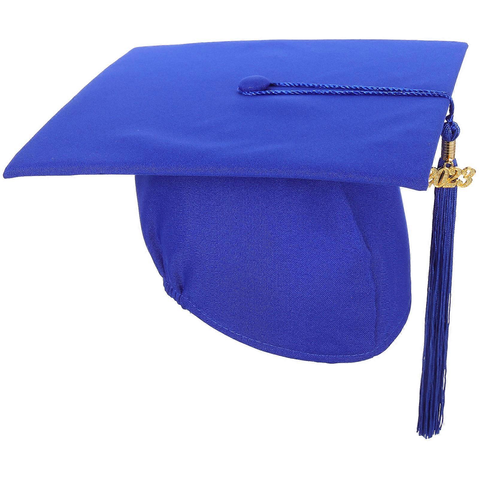 Casquettes de graduation adulte bleu 23X23X13CM Cérémonie Accessoire Casquette Doctorale 1Set