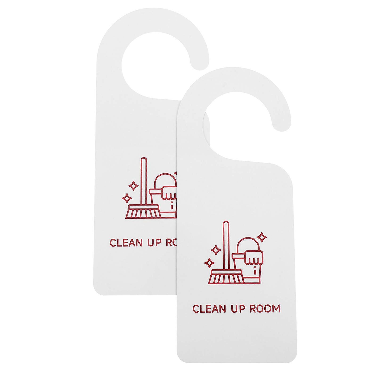 Knock Door Hanger Signs Modern Style Rectangular Request Room Cleaning for Hotel Guests 21.50X8.50X0.10CM 2Pcs