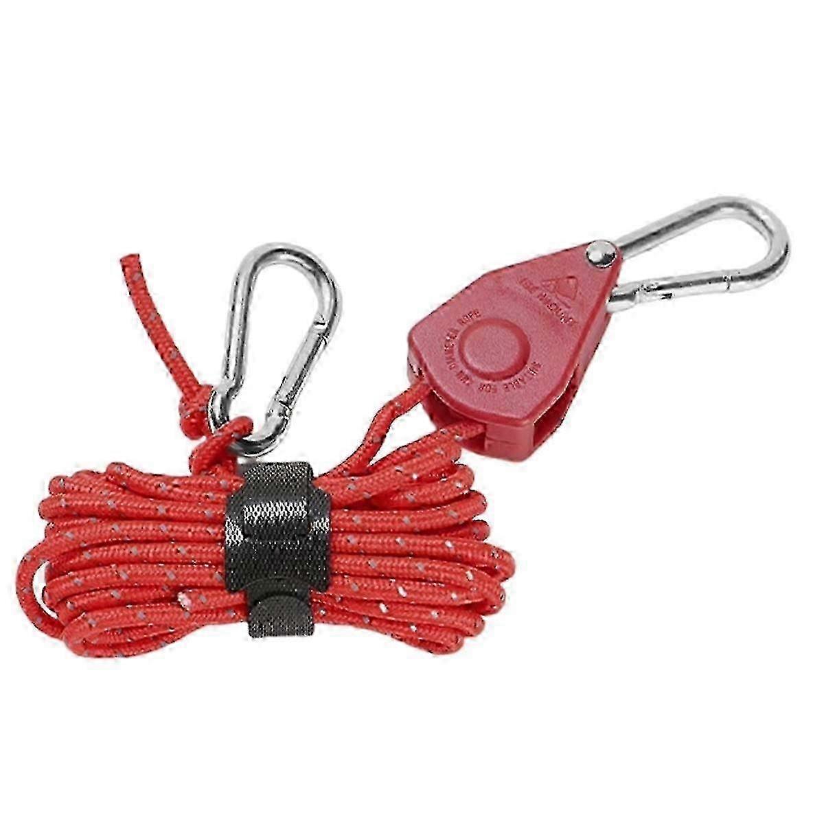 Red 5Pcs Portable Adjustable Fixed Camping Rope, Quick Release Pulley Camping Rope, Suitable for Tents and Tarps JP
