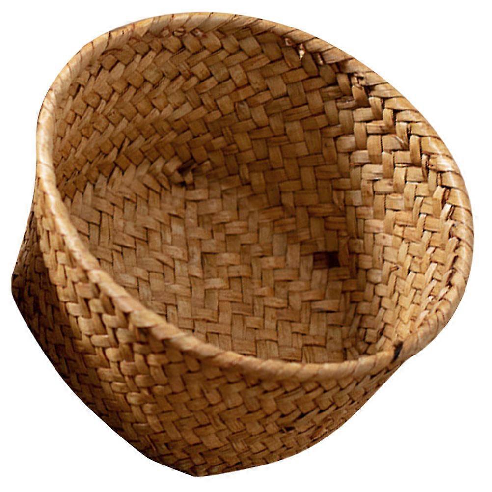 Multi-Function Small Basket Woven Storage Container Khaki 13X13CM Sundry Storage Indoor Use 1Pack