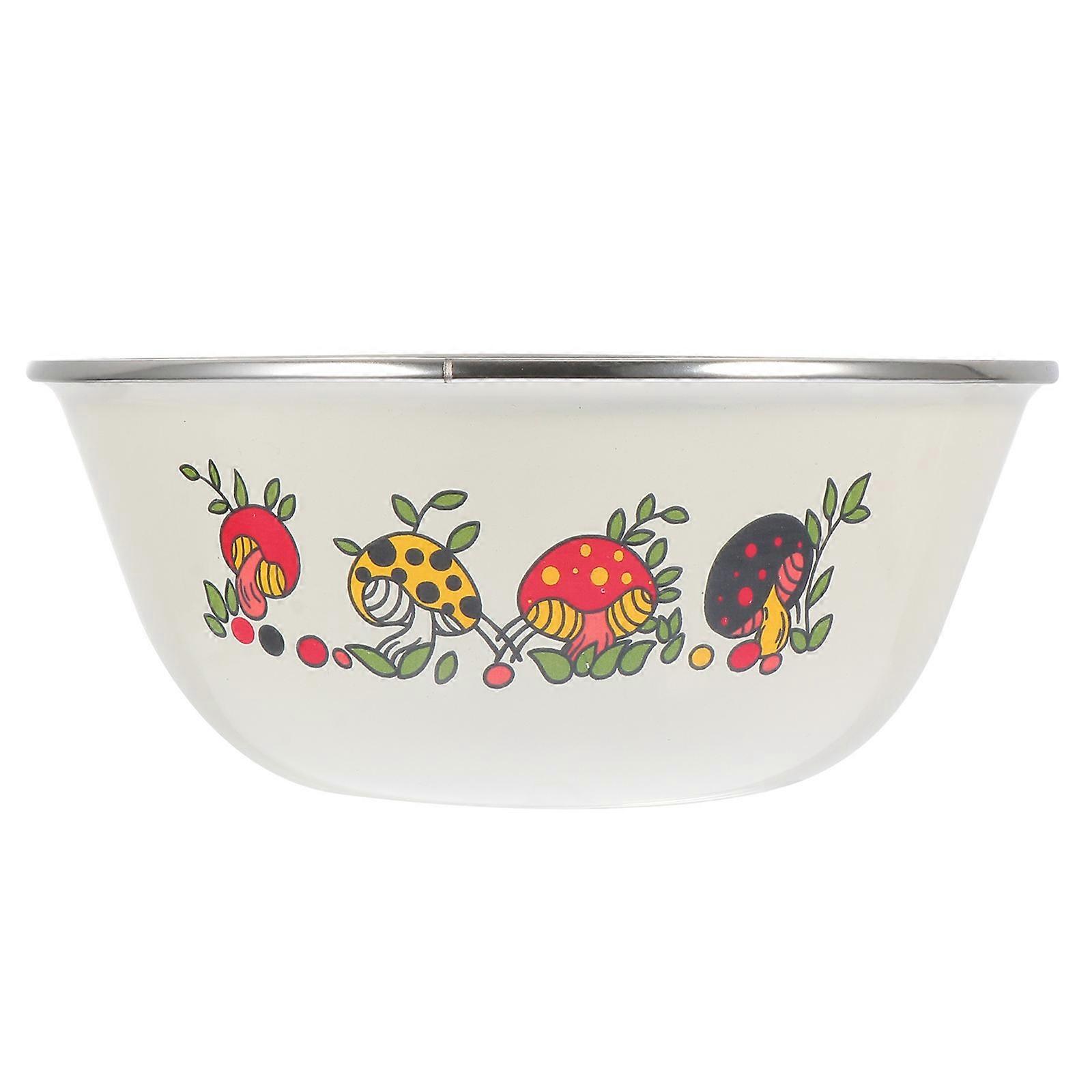 Retro Style Lard Storage Basins, 2pcs Iron Enamel Bowls for Soup & Salad, Easy Clean Kitchen Serveware for Household Use, Beige