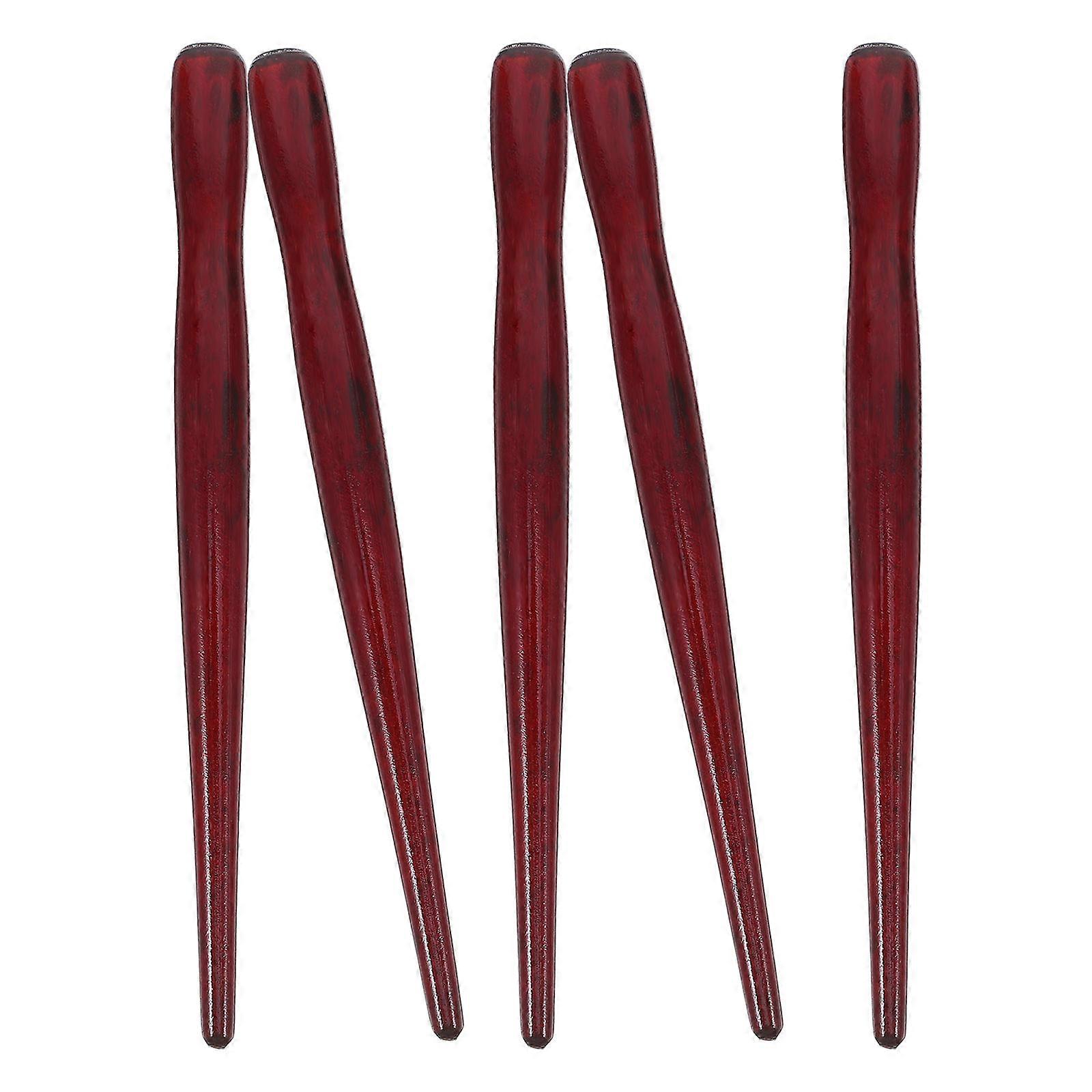 Wooden Calligraphy Pen Holder with Comfortable Grip for Writing Use Brown Color 5pcs