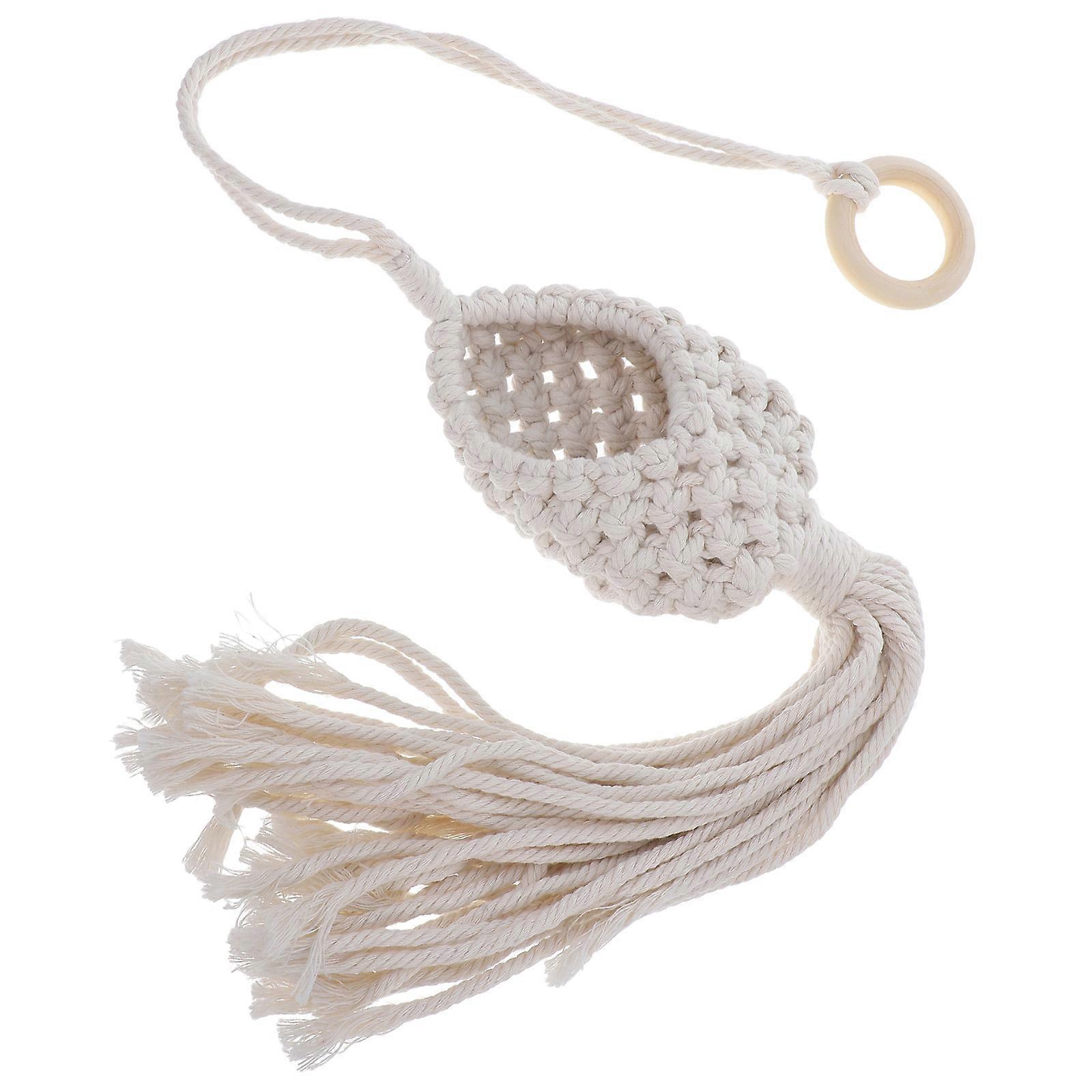 Beige Cotton Macrame plant Hanger for Indoor Use with Nest Shape Design and Neat Weaving 7.5 Inches