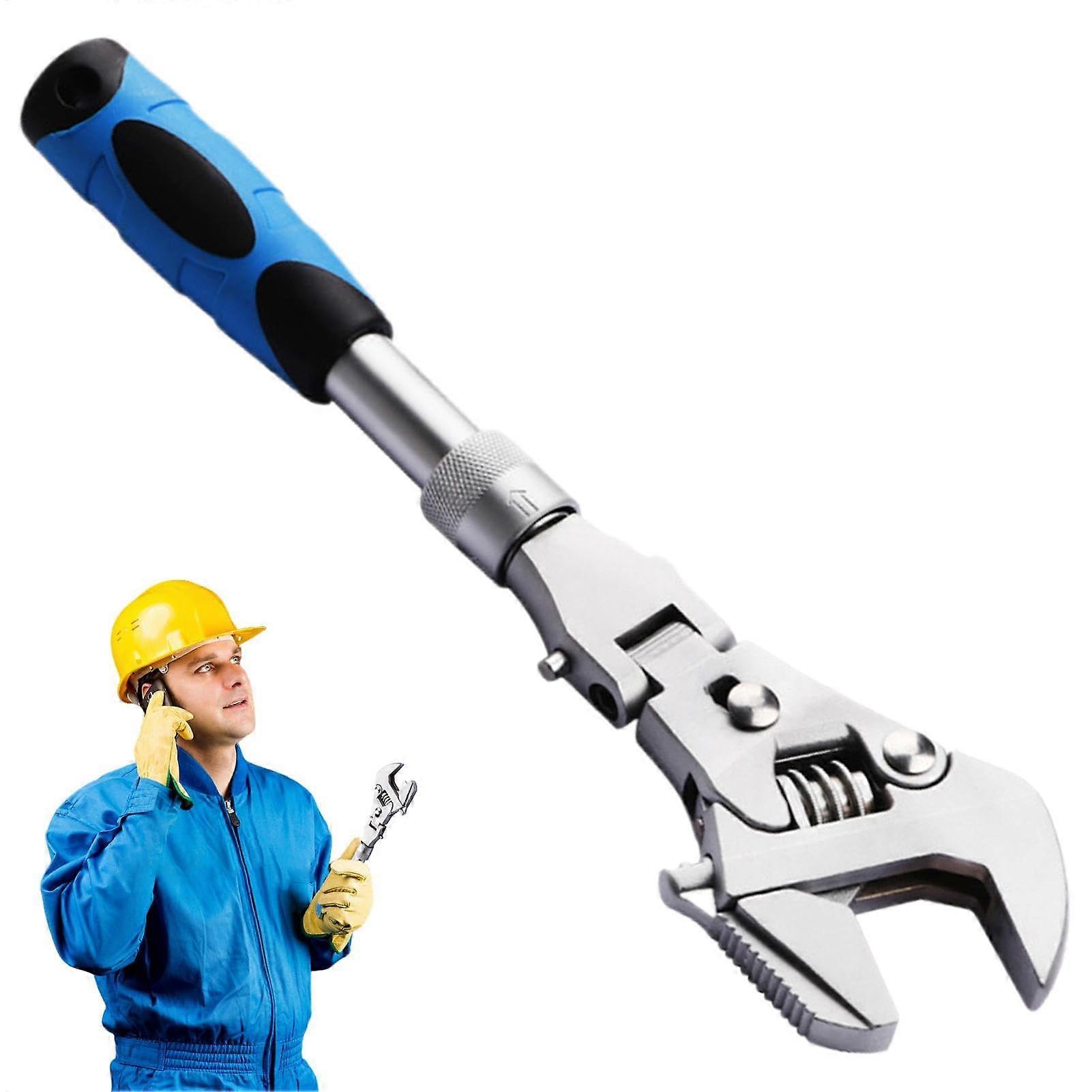 Ratchet Wrench 10-12 Inch 25.4-30.5 cm 5-In-1 Ratcheting Tool With 180 Degree Rotating Head For Home And Vehicle Repair