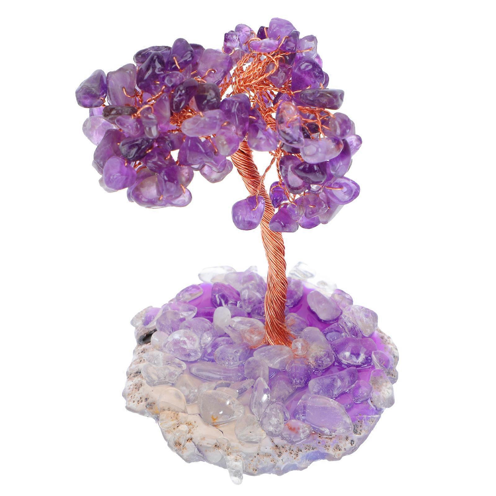 Amethyst Crystal Fortune Tree Accessories for Decor Warm and Gift 1Pc