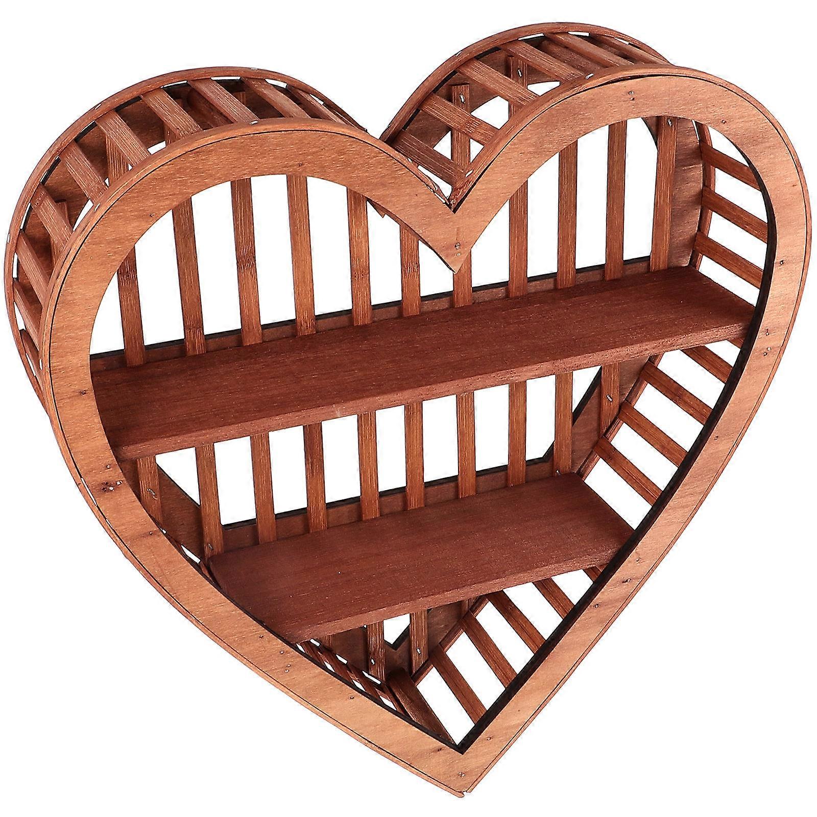 Wooden Heart Display Shelf Wall Mounted Multi Storage Organizer for Bedroom Home Decor Curved Wall Shelf with Smooth Surface and Practical Design