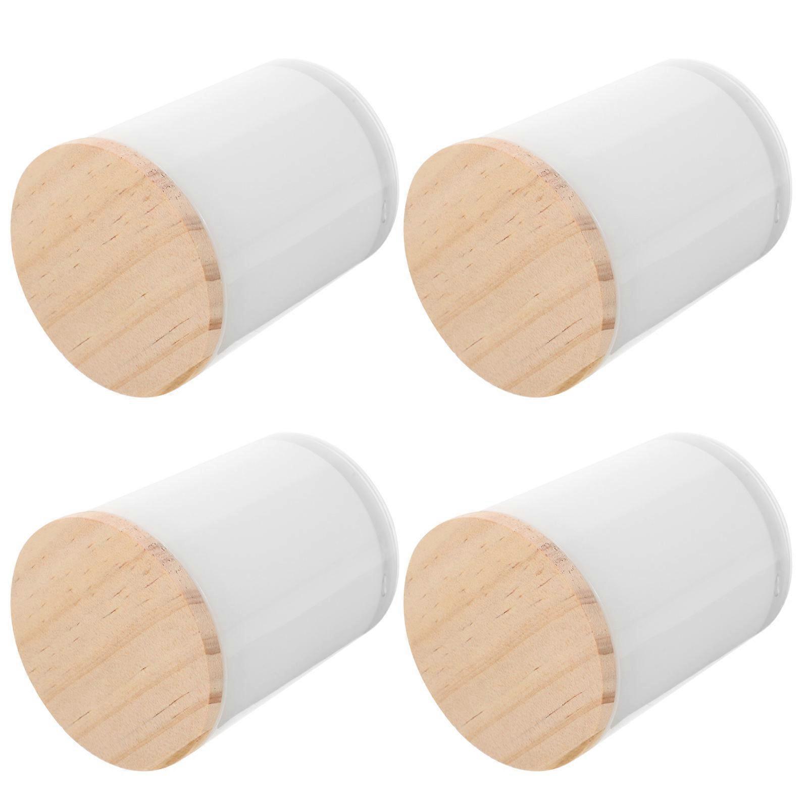 4pcs Transparent Glass Candle Holders for DIY Projects Lightweight Wood Lid Ideal for Friends
