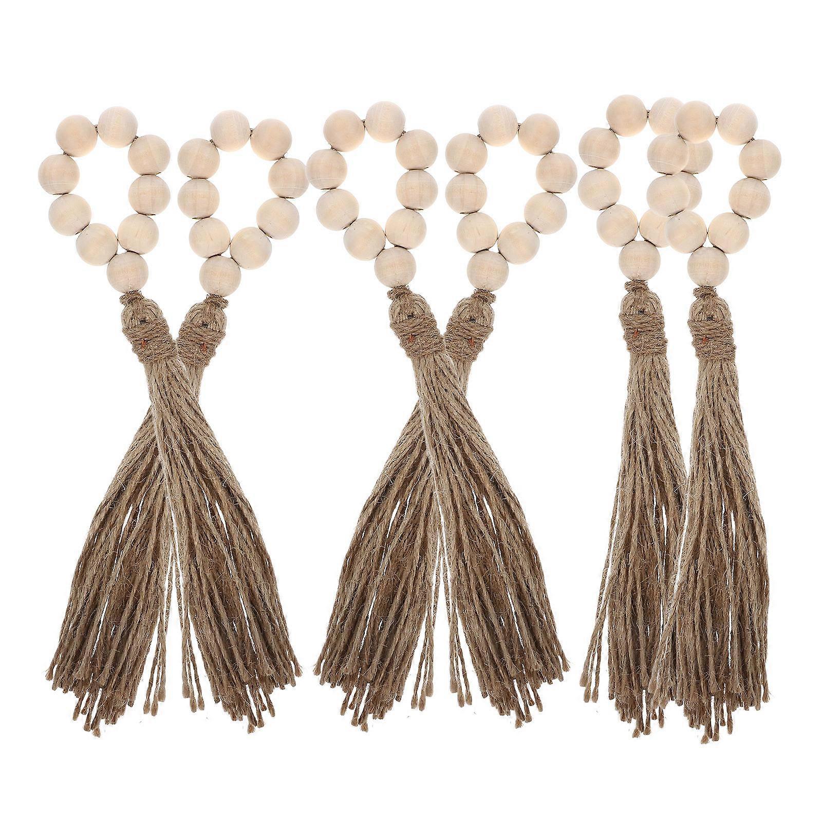 Wooden Beige Napkin Rings Set of 6 Practical Decorations for Home Dining Table