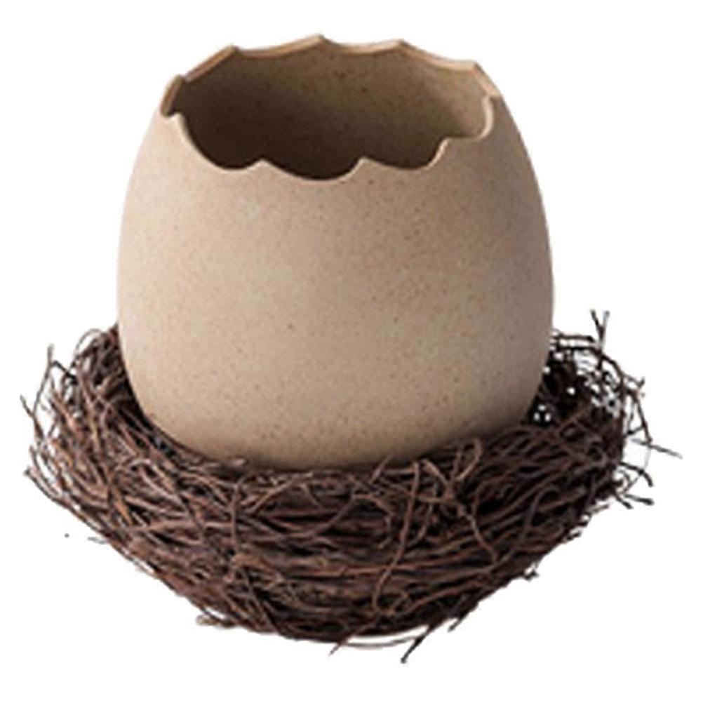 Ceramic Bird Nest Eggshell Planter Pot Hydroponic Vase for Succulents Indoor Desktop Decor Unique Egg Shaped Flowerpot