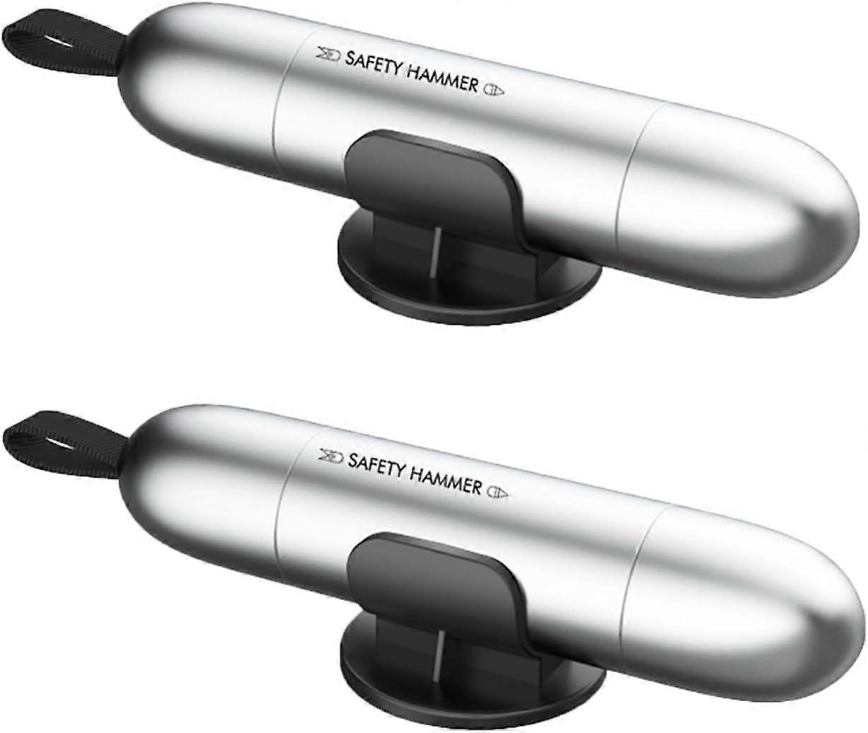 Set of 2 Safety Hammer, Car Window Breaker with Seat Belt Cutter, Emergency Tool (AQC01YS)
