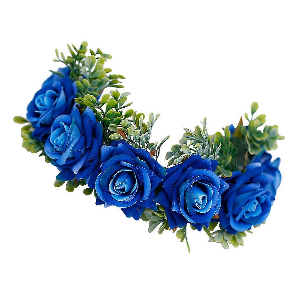 Panna Młoda Akcesoria do Włosów Kwiatowy Nakrycie Głowy Wieniec Ślubny Dla Panny Młodej Niebieskie Tkaniny 1Szt