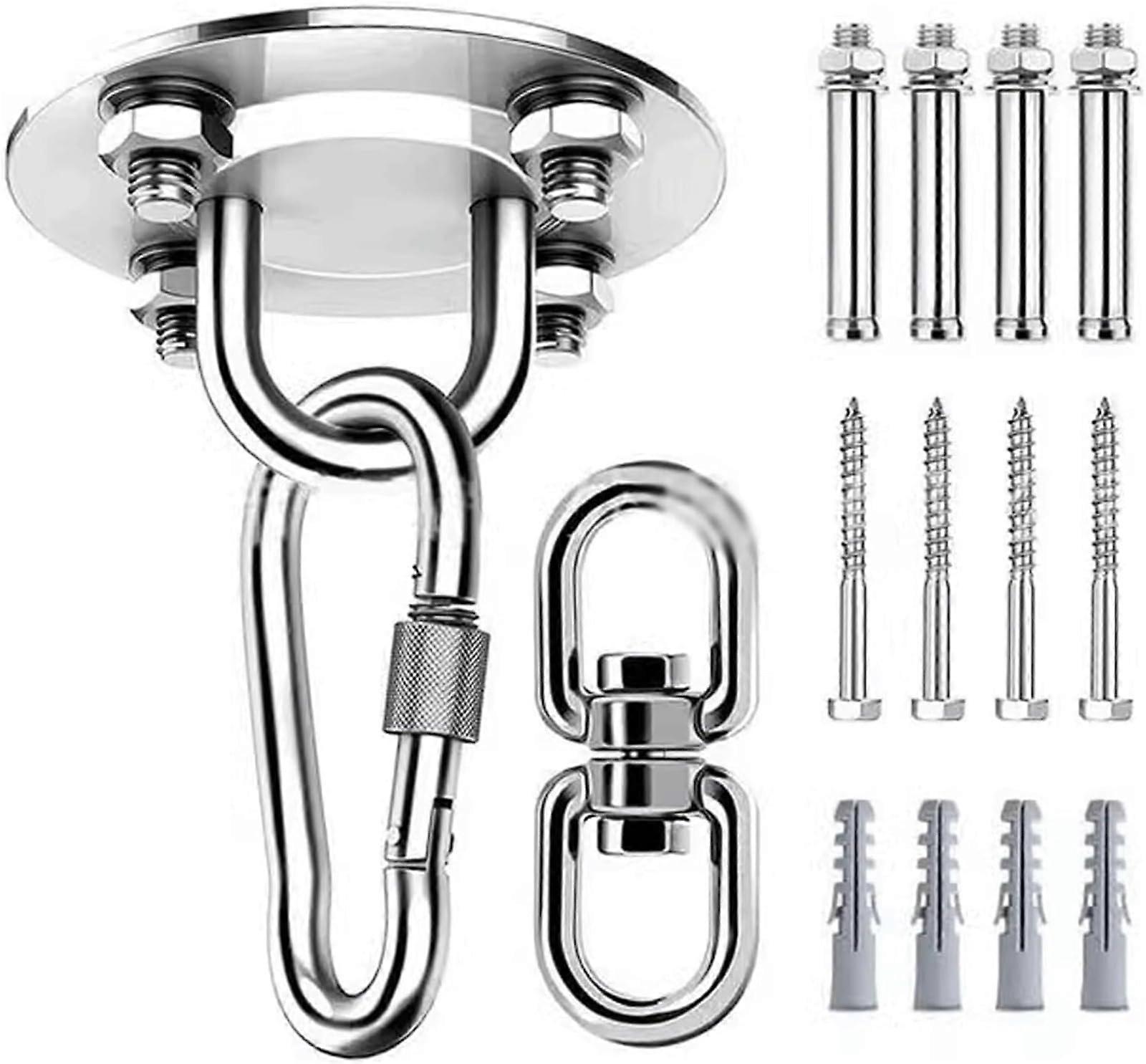 Robust swing hanger set with 2 hooks, screws, bolts, silver