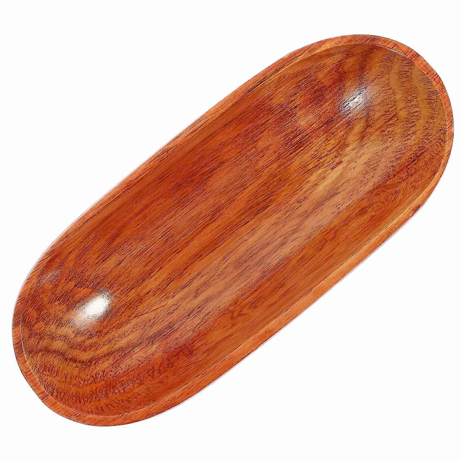 Wooden Rectangular Snack Tray Serving Plate for Fruits and Snacks, Deep Color for Home and Shop Decoration
