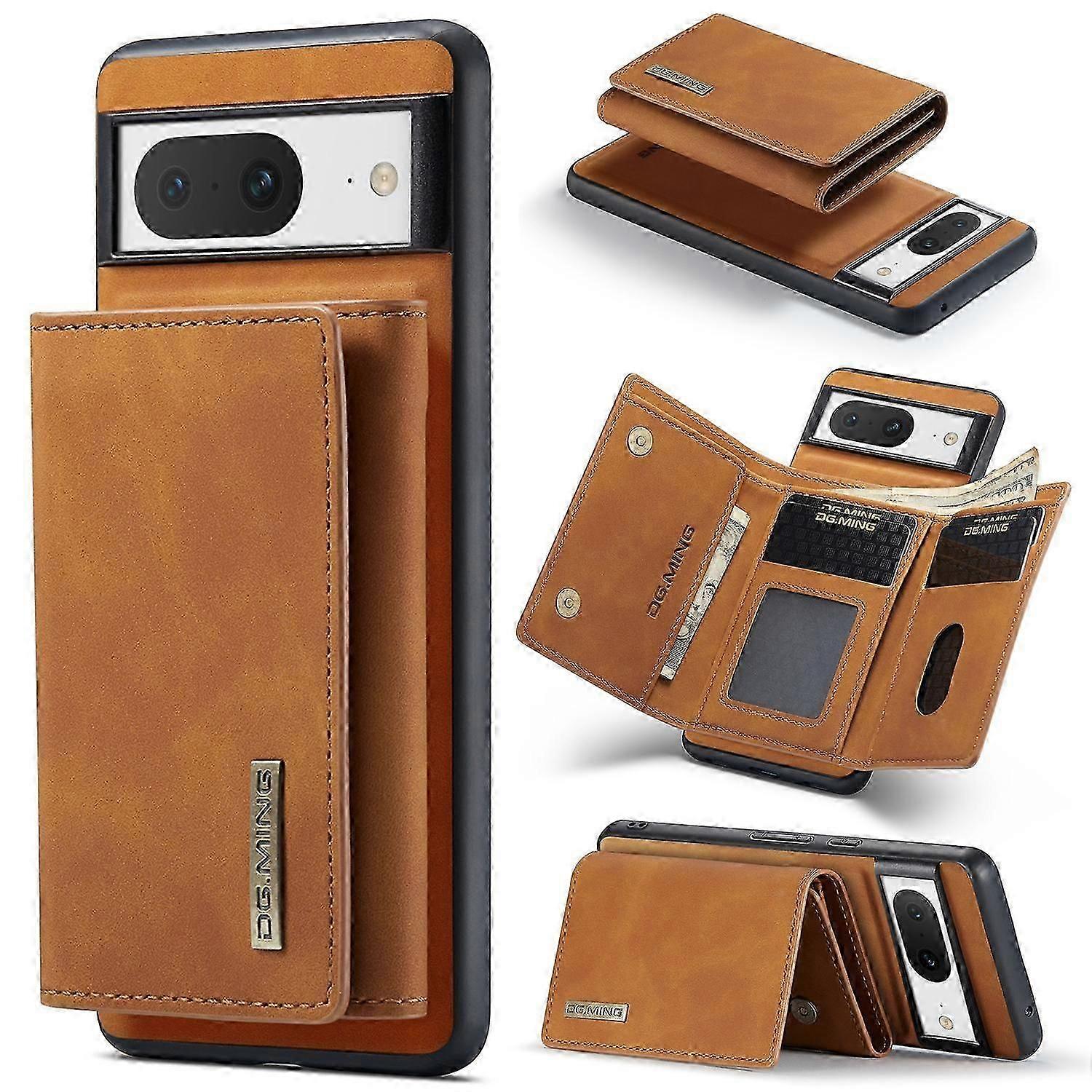 Magnetic Wallet Case for Google Pixel 8 - Kickstand & Leather Coated Back