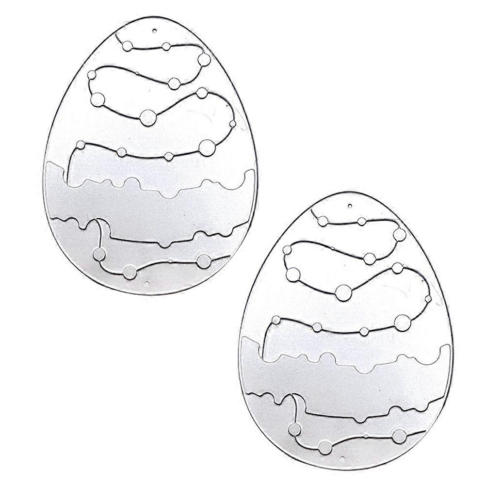 2Pcs Easter Egg Design Stencils For DIY Paper Crafts 9X7CM Silver