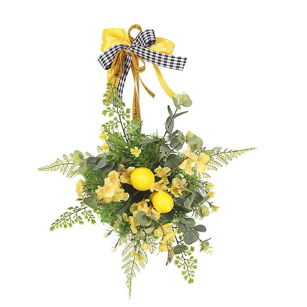 Front Door Floral Wreath, Ribbon Accent Hanging Decor, Realistic Craftsmanship