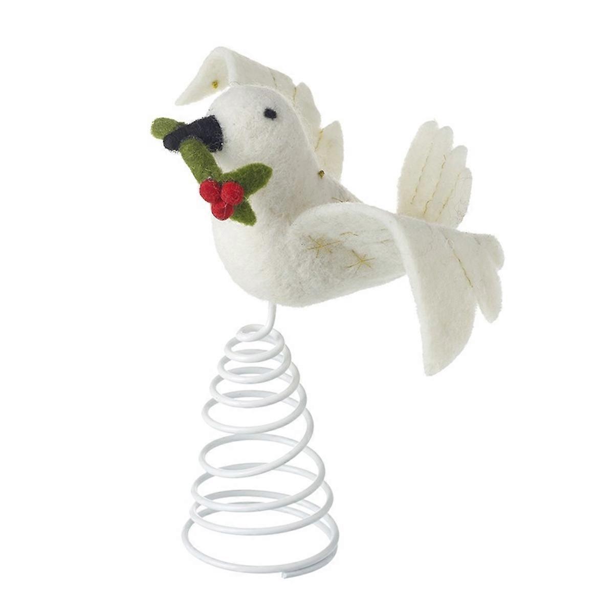 Heaven Sends Felt Dove with Holly Christmas Tree Topper