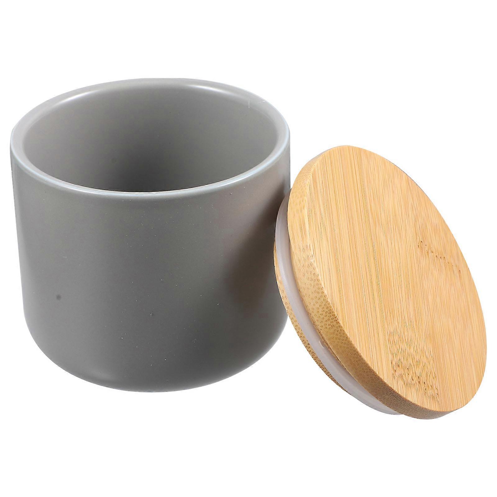 Ceramic Tea Storage Jar with Lid Simple Shaped Sealed Tea Container for Candy and Tea 1 Set