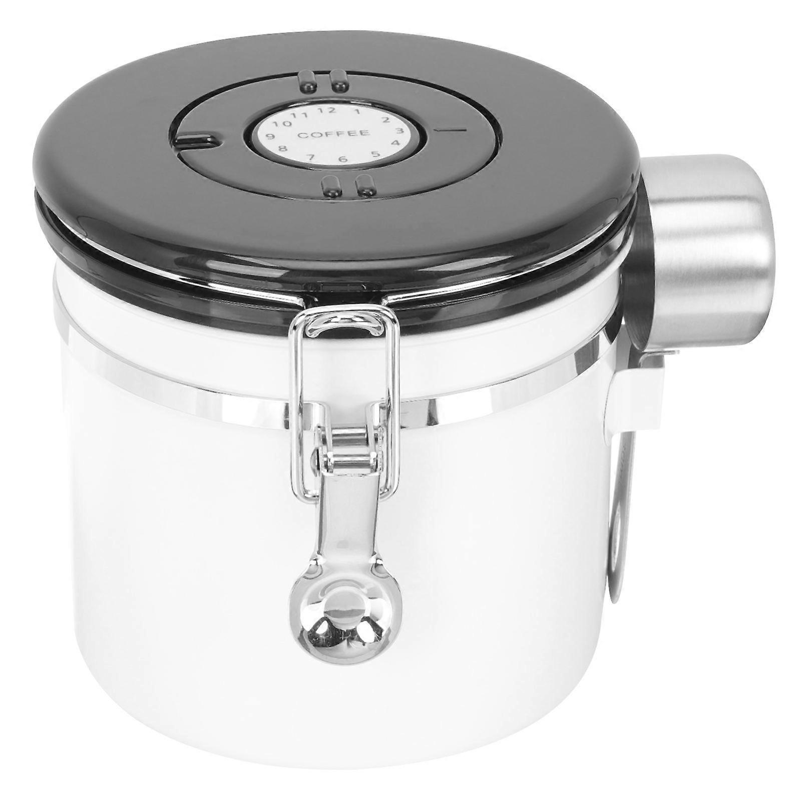 White Coffee Bean Canister Made of Stainless Steel for Home Use Lightweight and Convenient Storage Jar