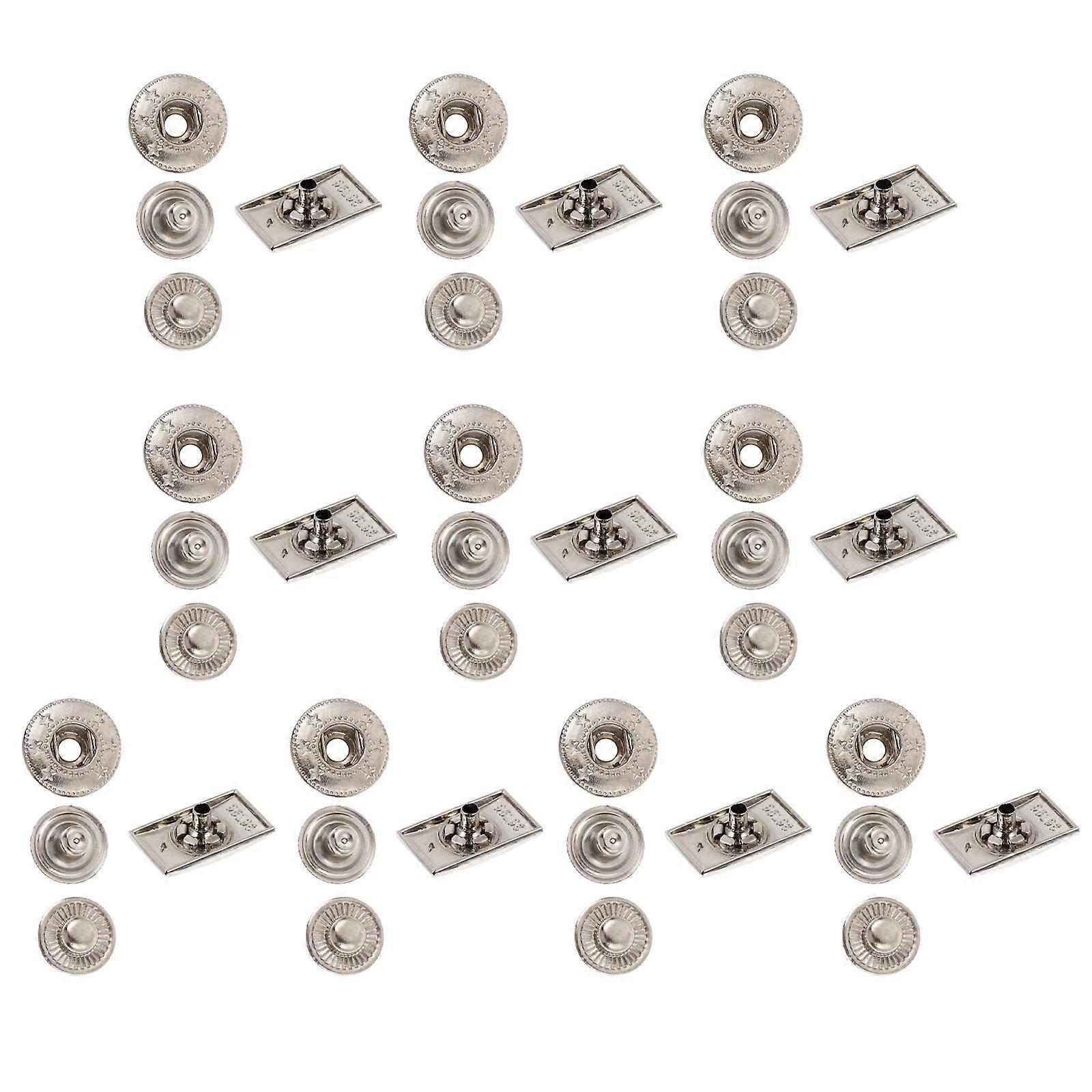 Coat Snap Fastener 10 Sets Strong Clasp Buttons For Sewing Projects Silver Simple Design
