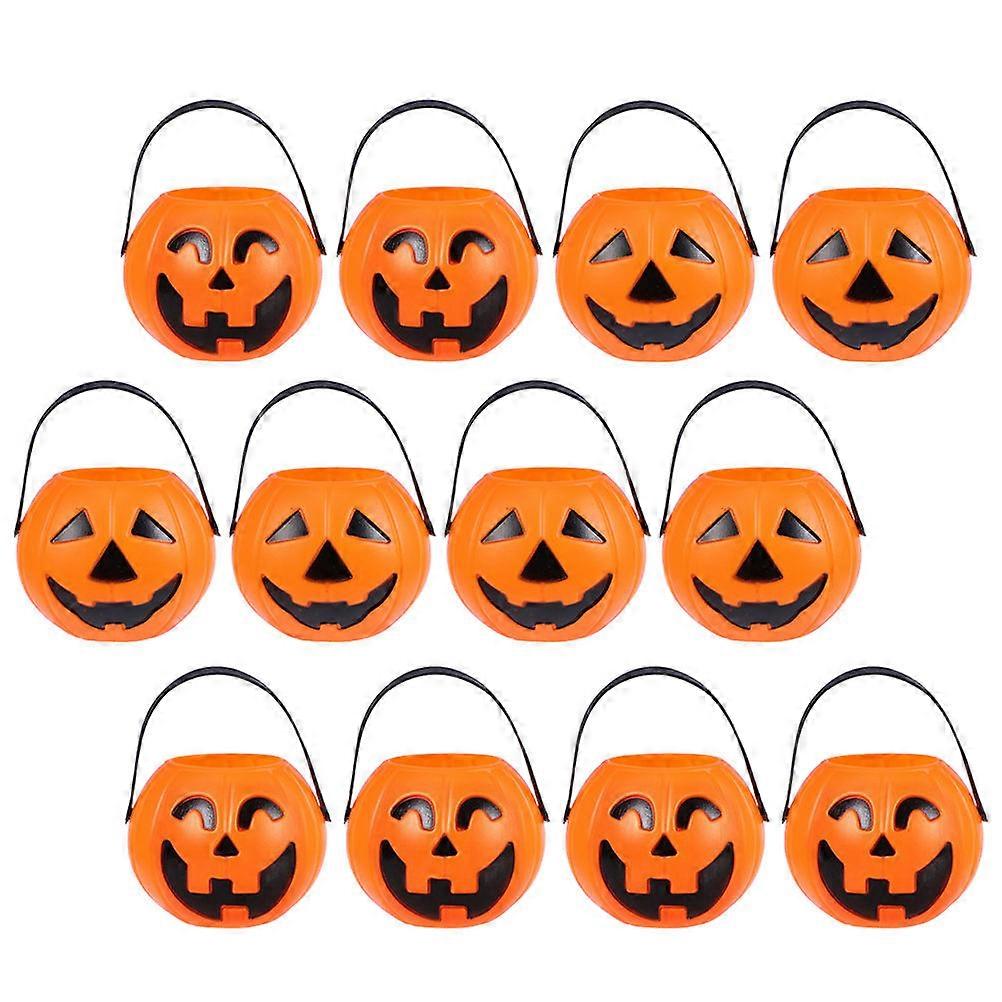 15 Pcs Halloween Pumpkin Buckets Small Plastic Storage Containers for Candy, Snacks, Haunted House & Halloween Decor (Random Style)