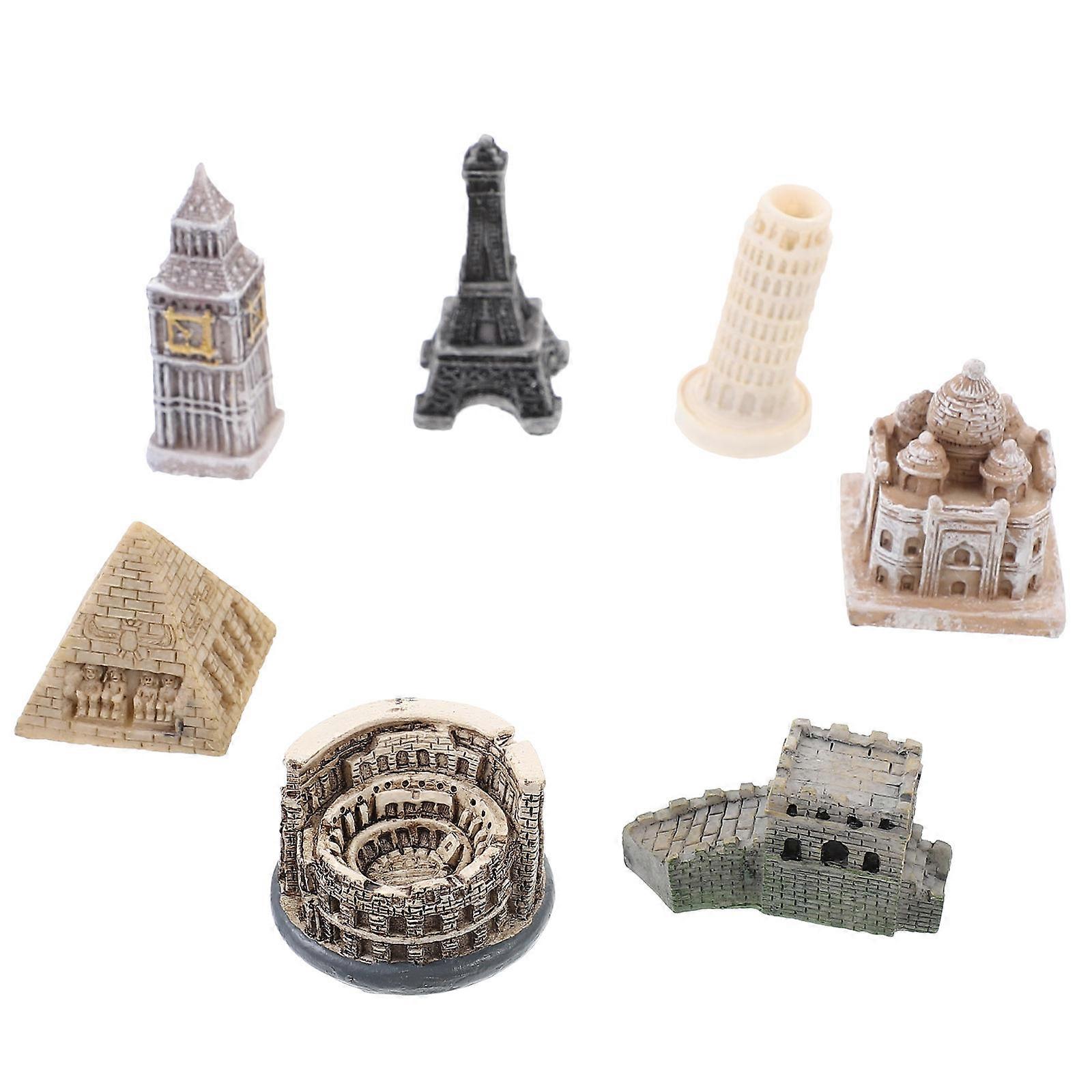 Architecture Shape Miniature Resin Building Model 4.2X2CM Scene Layout 7Pcs