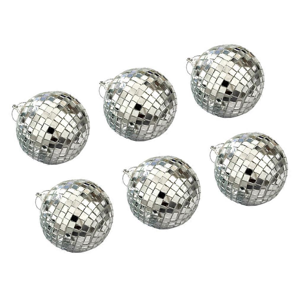 Silver Disco Decorations 6 Pcs Classic Design Round Ornaments Suitable For Birthday Parties And Music Festivals