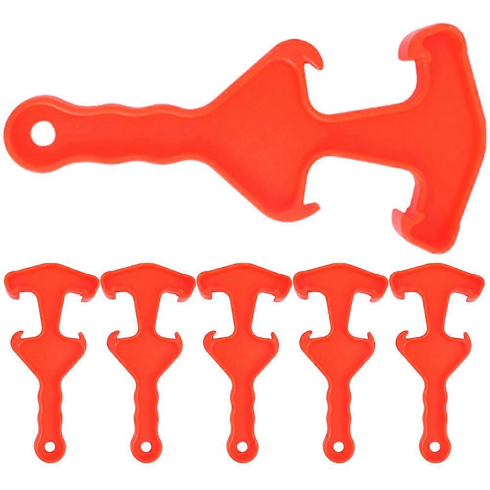 Bucket Opener Tool 6Pcs For Construction And DIY Projects Hook Shape With Long Handle Design Red
