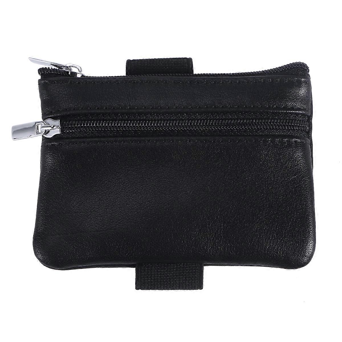 Black Wrist Bag for Storing Money Keys and Cards with Smooth Zipper 6.5x4.5 Inches