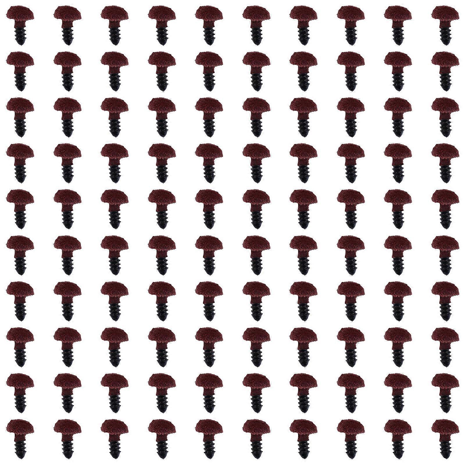 Brown ABS Doll Safety Nose for DIY Use Soft and Hairy Flocking Material 100 Pieces per Pack