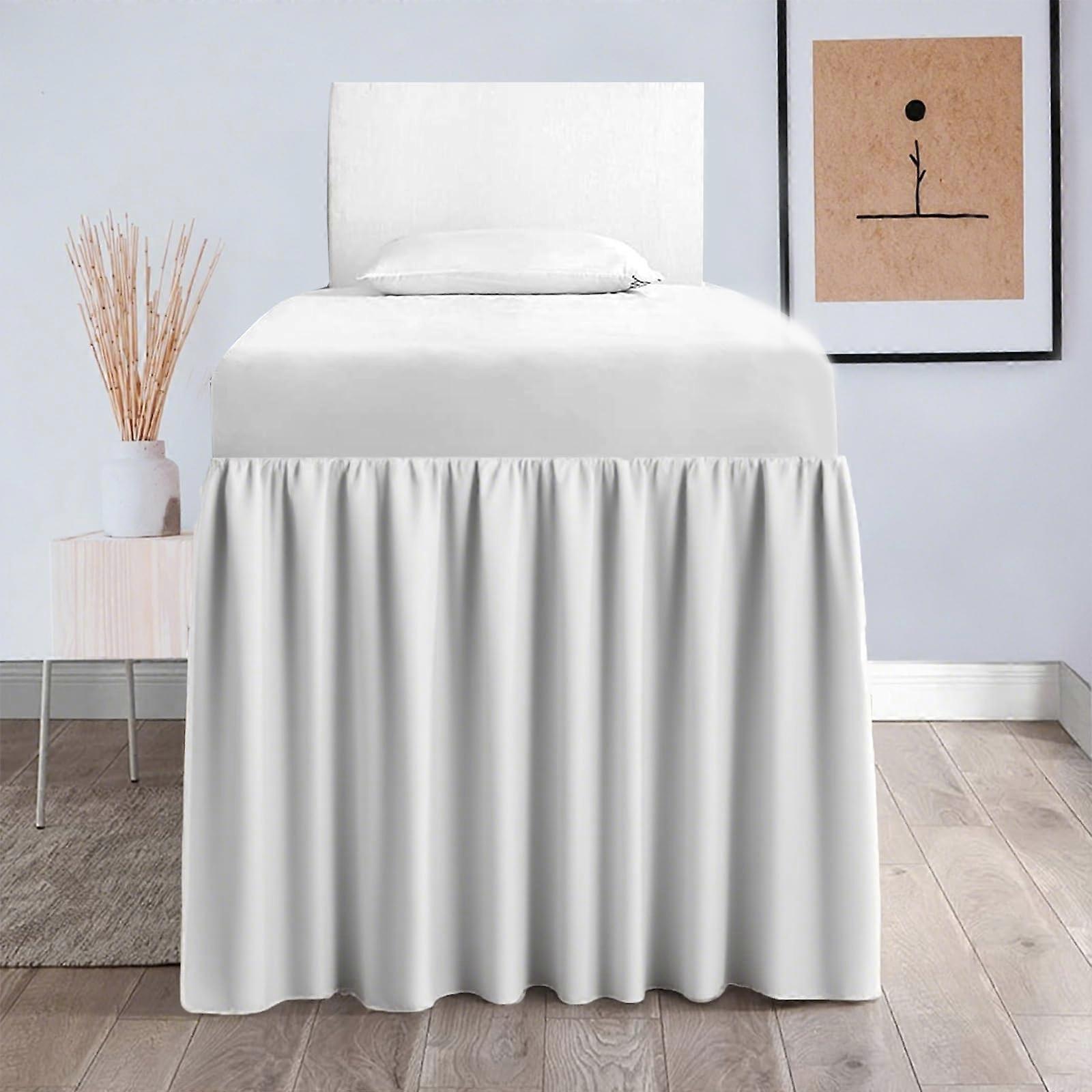 Dorm Bed Skirt Ruched Extra Long Twin XL Brushed Cloth Double Bed